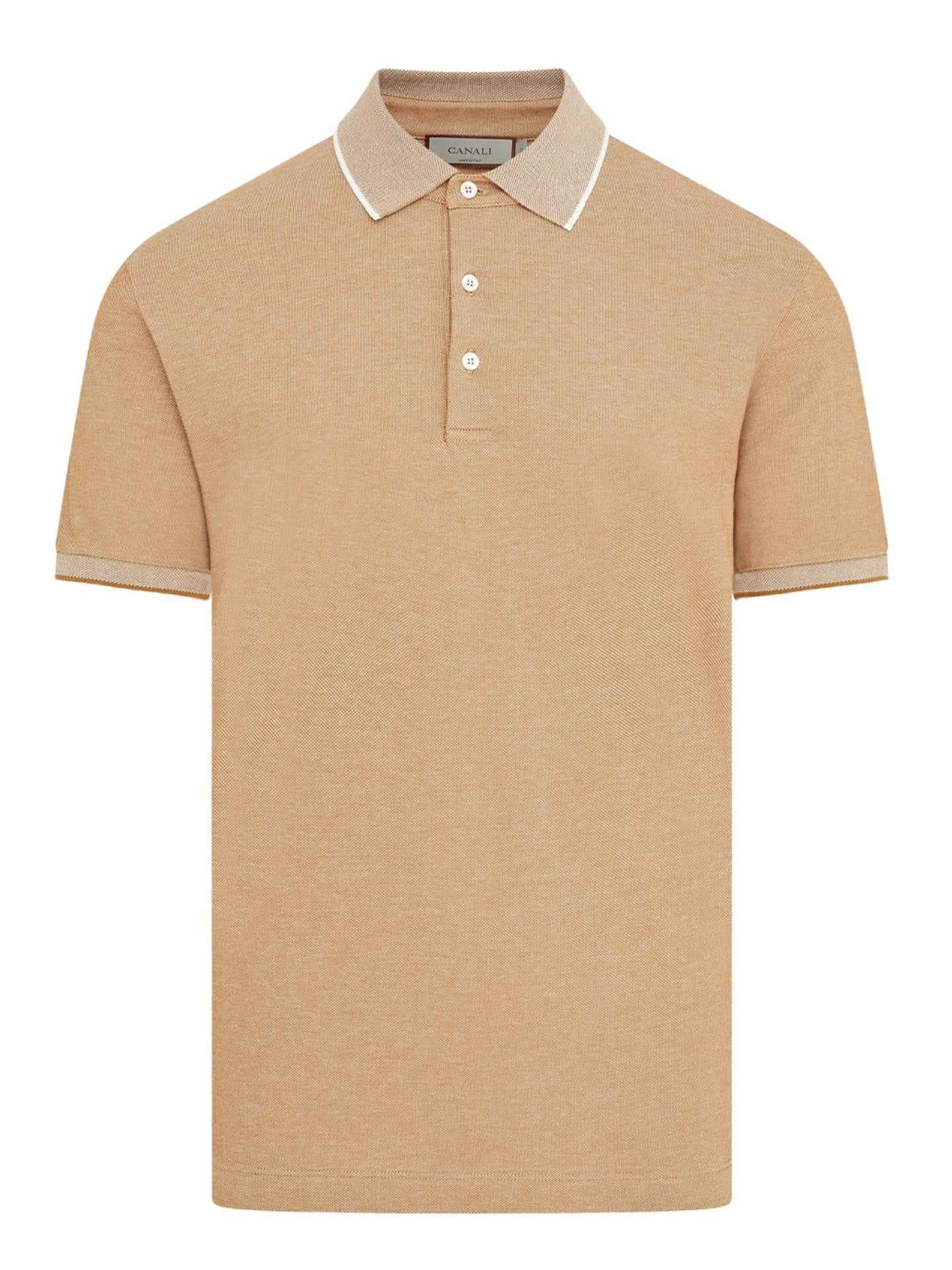 Kamelbeige Stickad Pikétröja - Canali