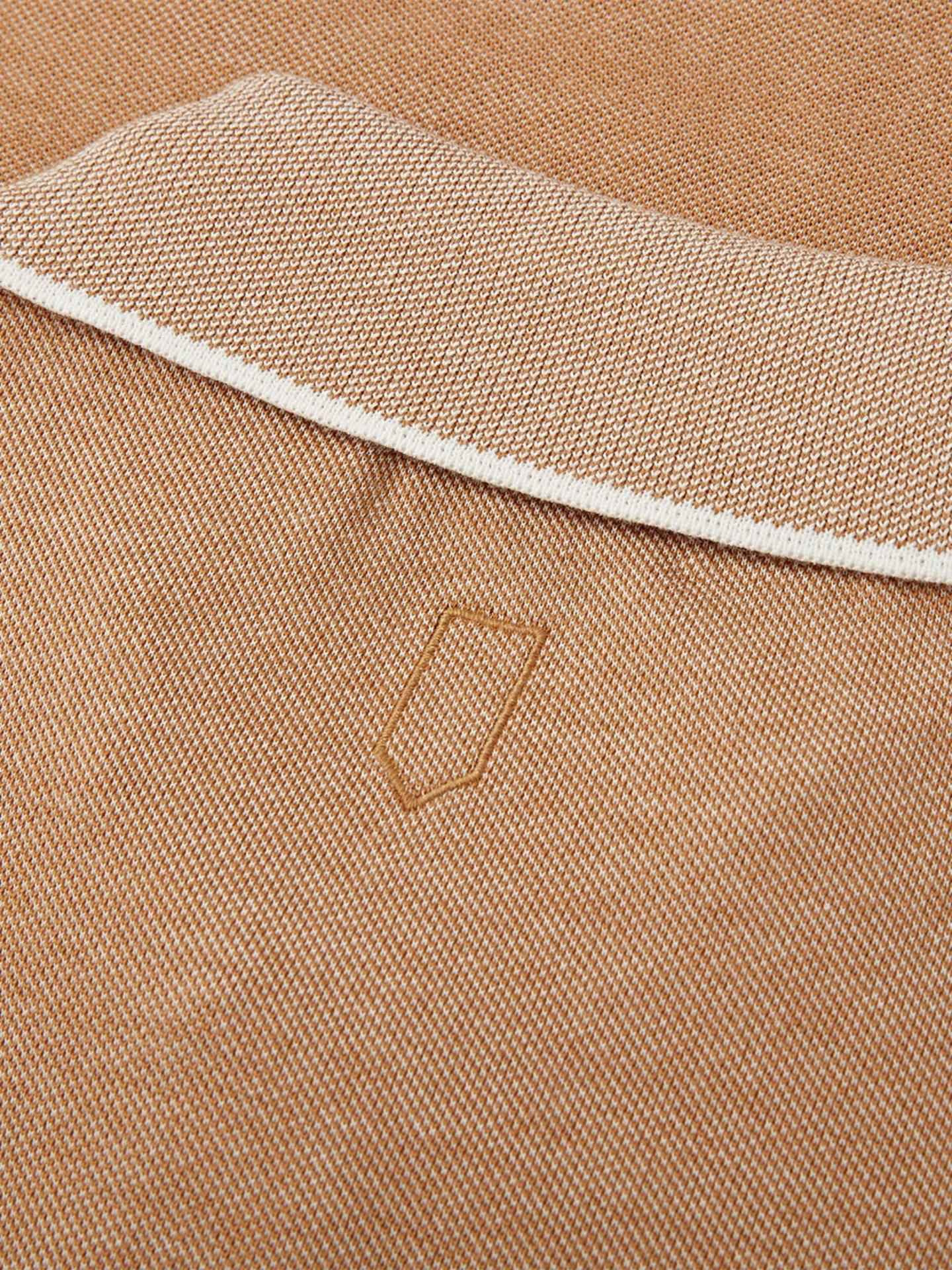 Kamelbeige Stickad Pikétröja