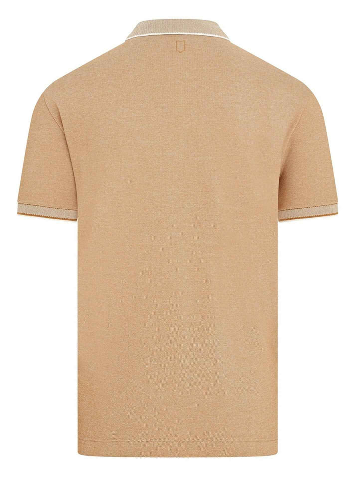 Kamelbeige Stickad Pikétröja