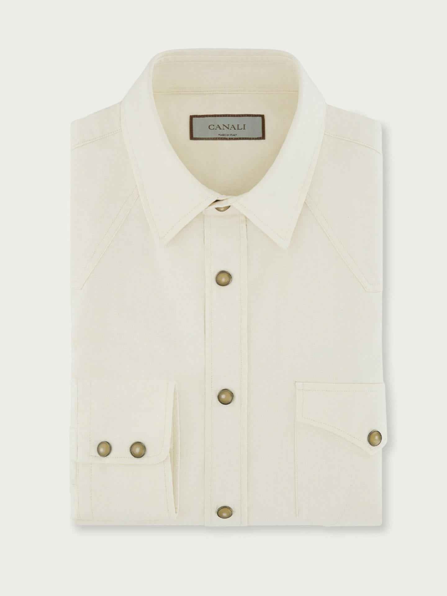 Krämvit Denim Western Overshirt