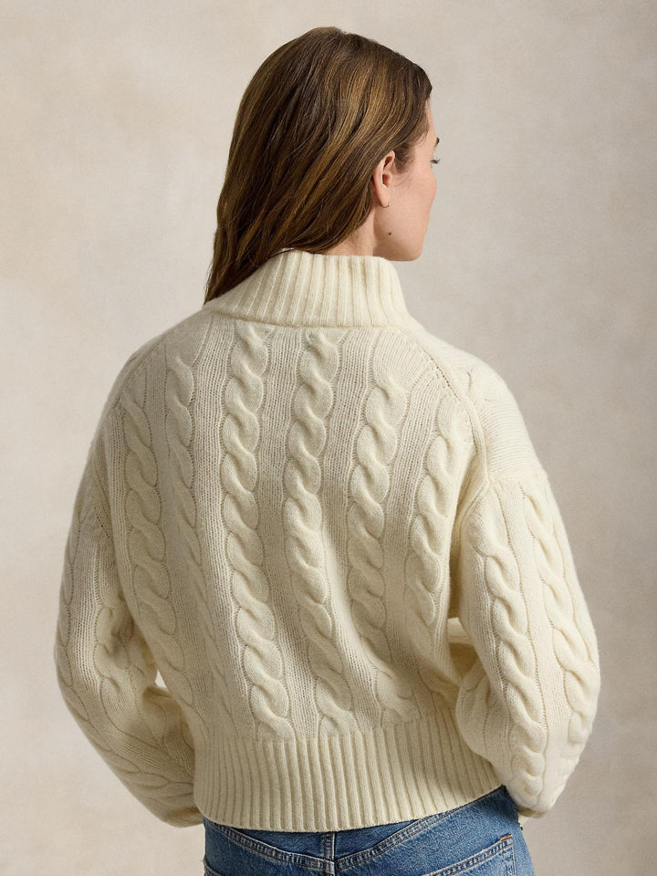 Krämvit Kabelstickad Half-Zip Tröja - Polo Ralph Lauren