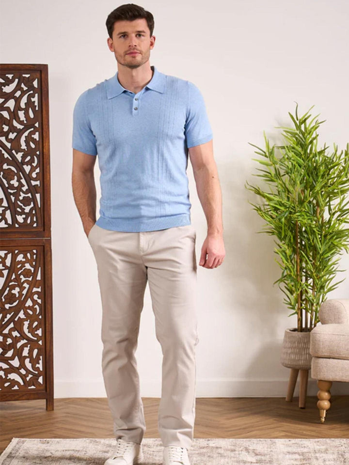Ljusblå Luxury Cotton Piké - Alan Paine