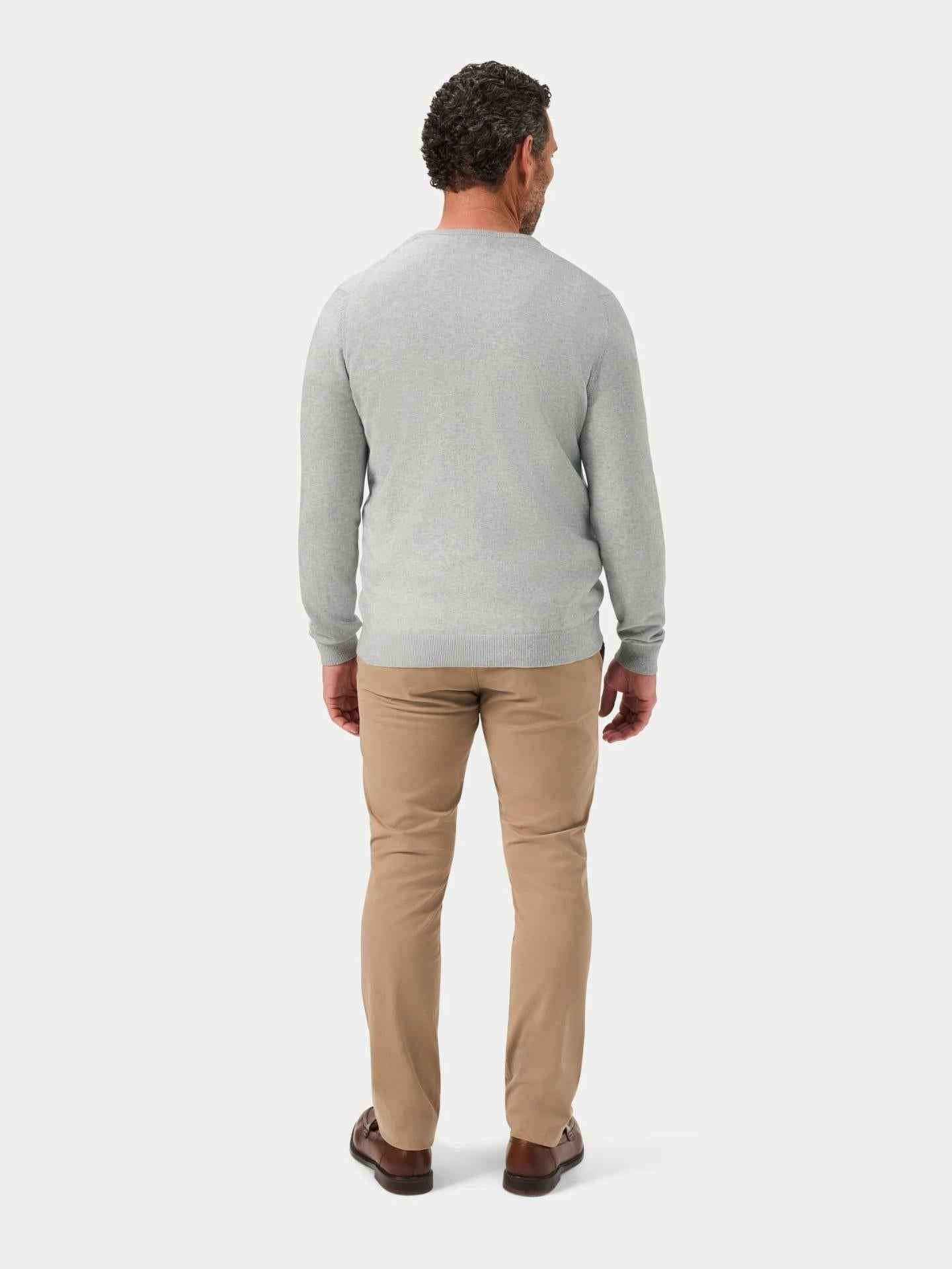 Ljusgrå V-hals Cotton Cashmere Tröja