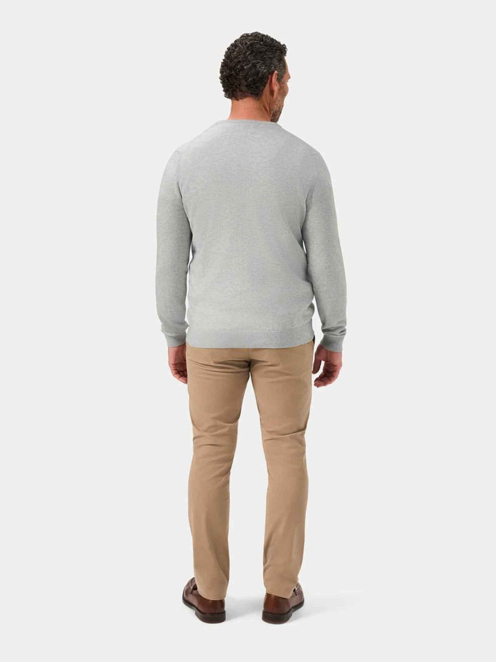 Ljusgrå V-hals Cotton Cashmere Tröja