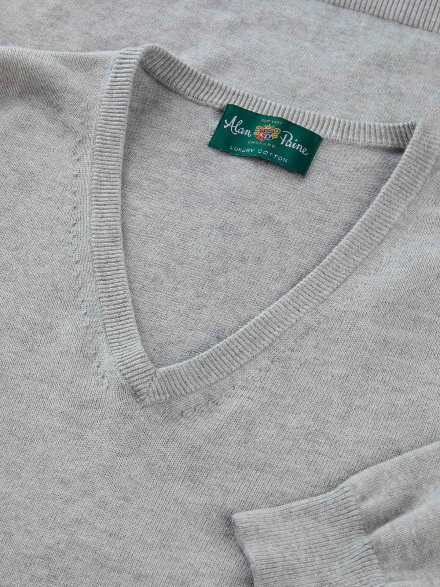 Ljusgrå V-hals Cotton Cashmere Tröja