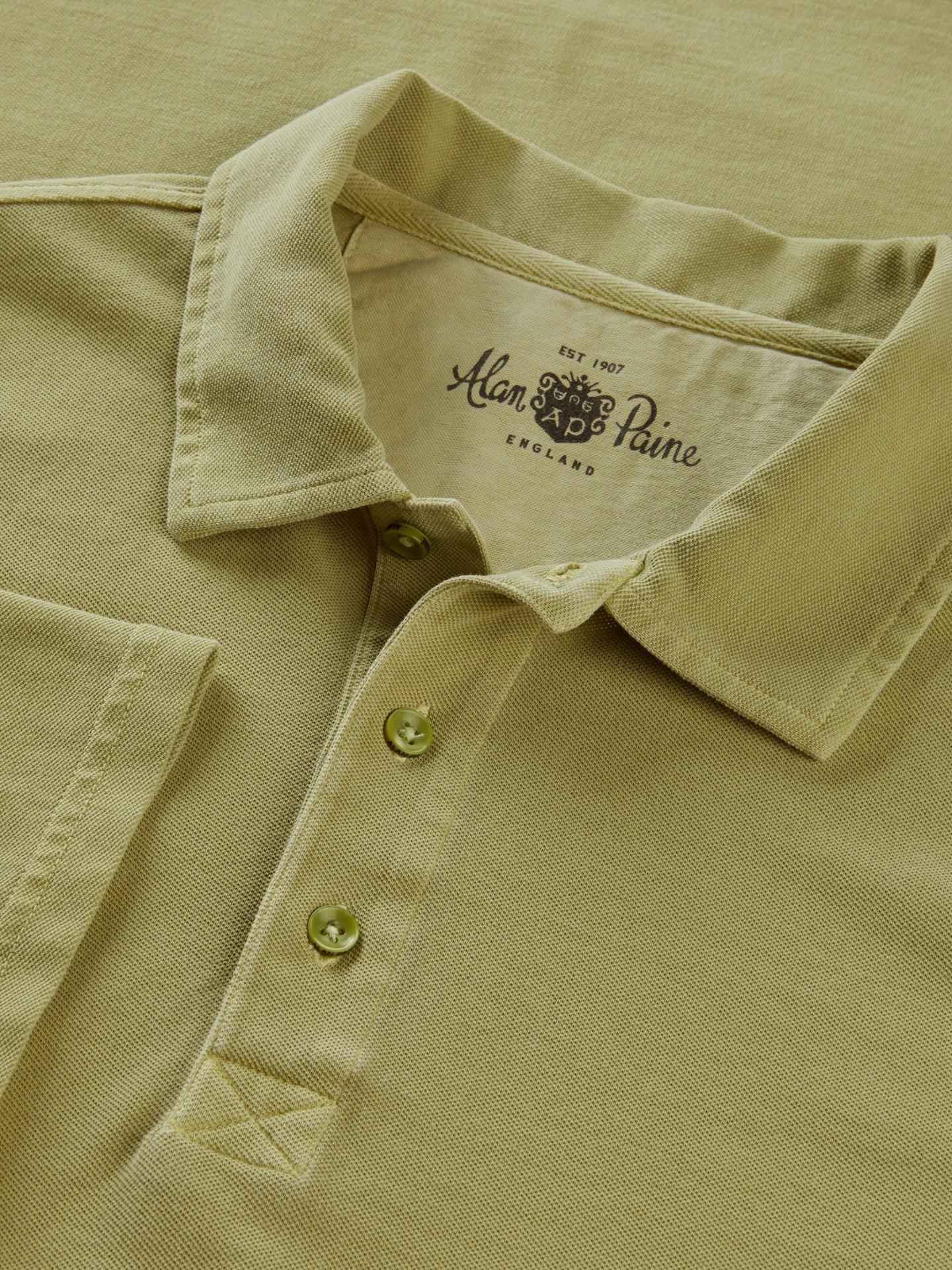 Ljusgrön Garment Washed Pikétröja