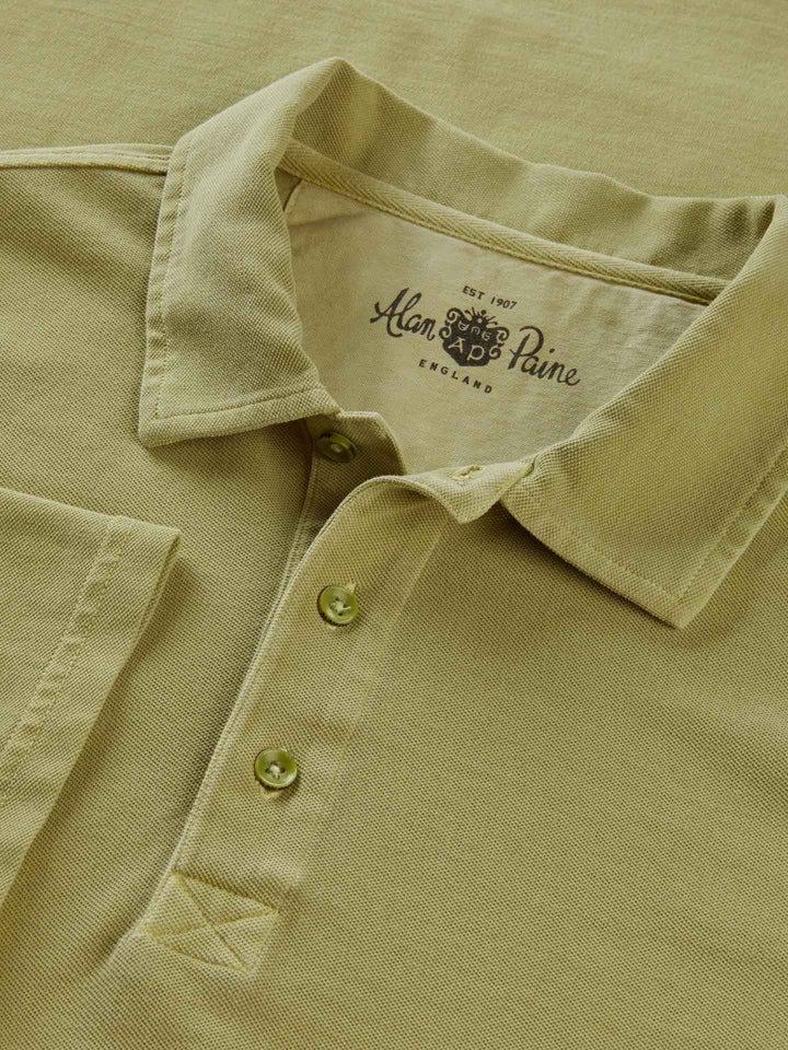 Ljusgrön Garment Washed Pikétröja