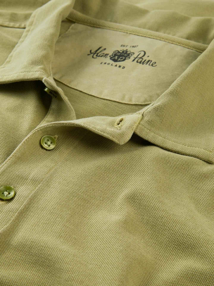 Ljusgrön Garment Washed Pikétröja