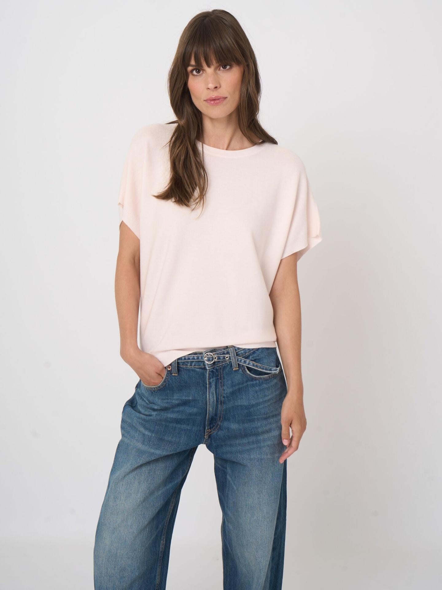 Ljusrosa Finstickad Bomullstopp - Repeat