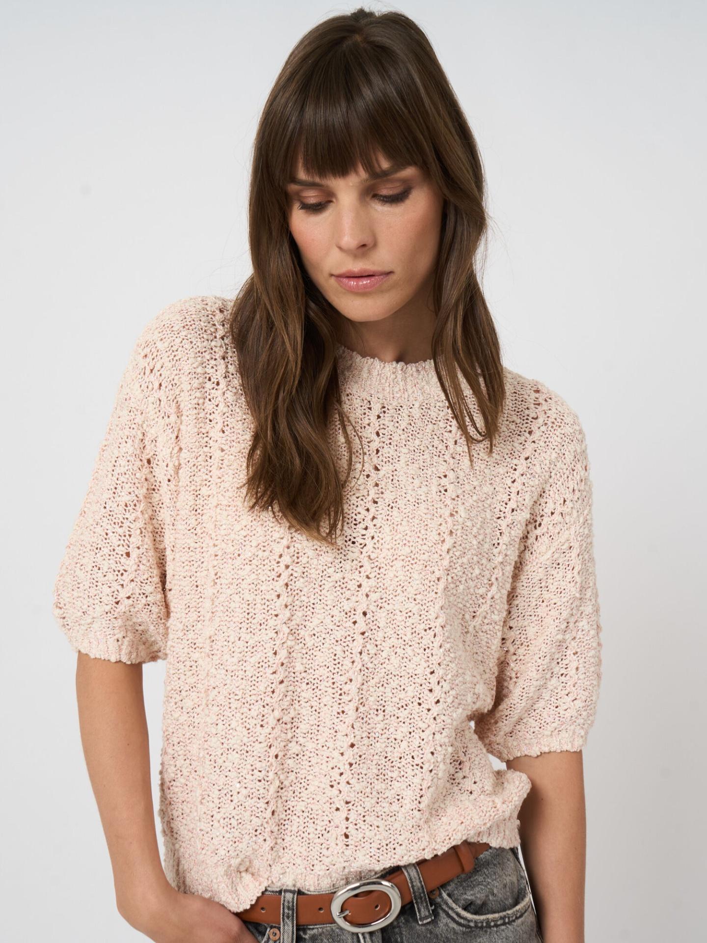 Ljusrosa Strukturstickad Tröja - Repeat