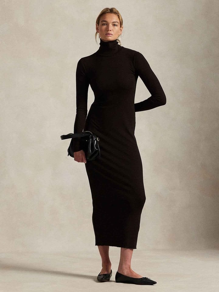 Lång Stickad Poloklänning