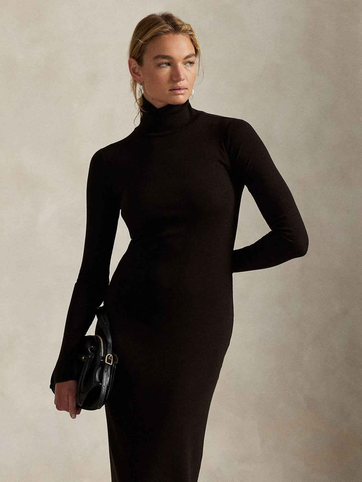 Lång Stickad Poloklänning