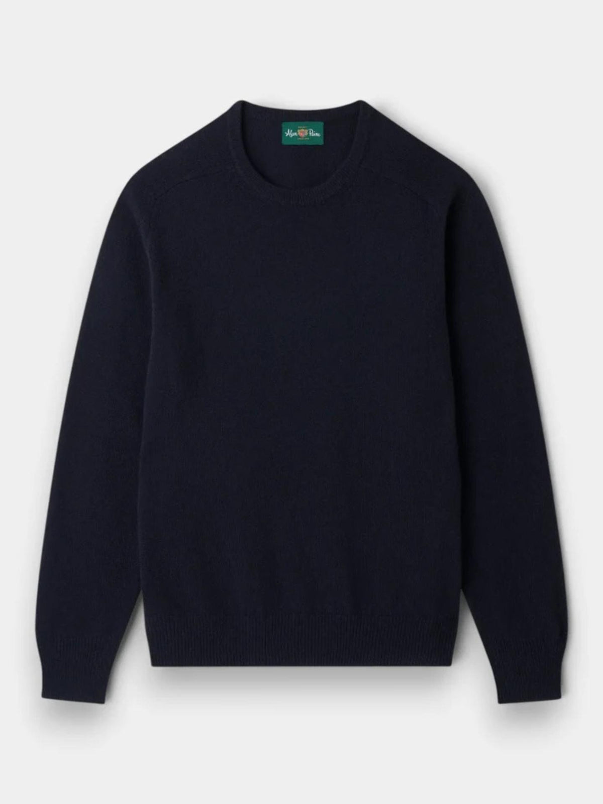Marinblå Crew Neck Lammullströja - Alan Paine
