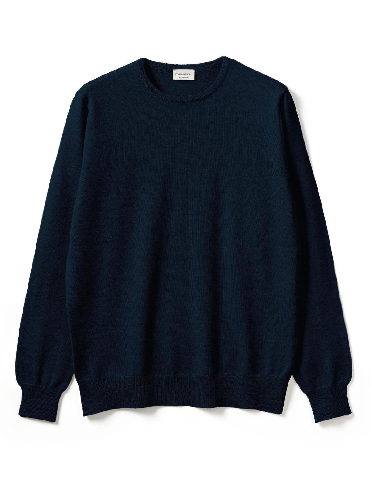 Marinblå Extra Fine Merino Crewneck - Morgano