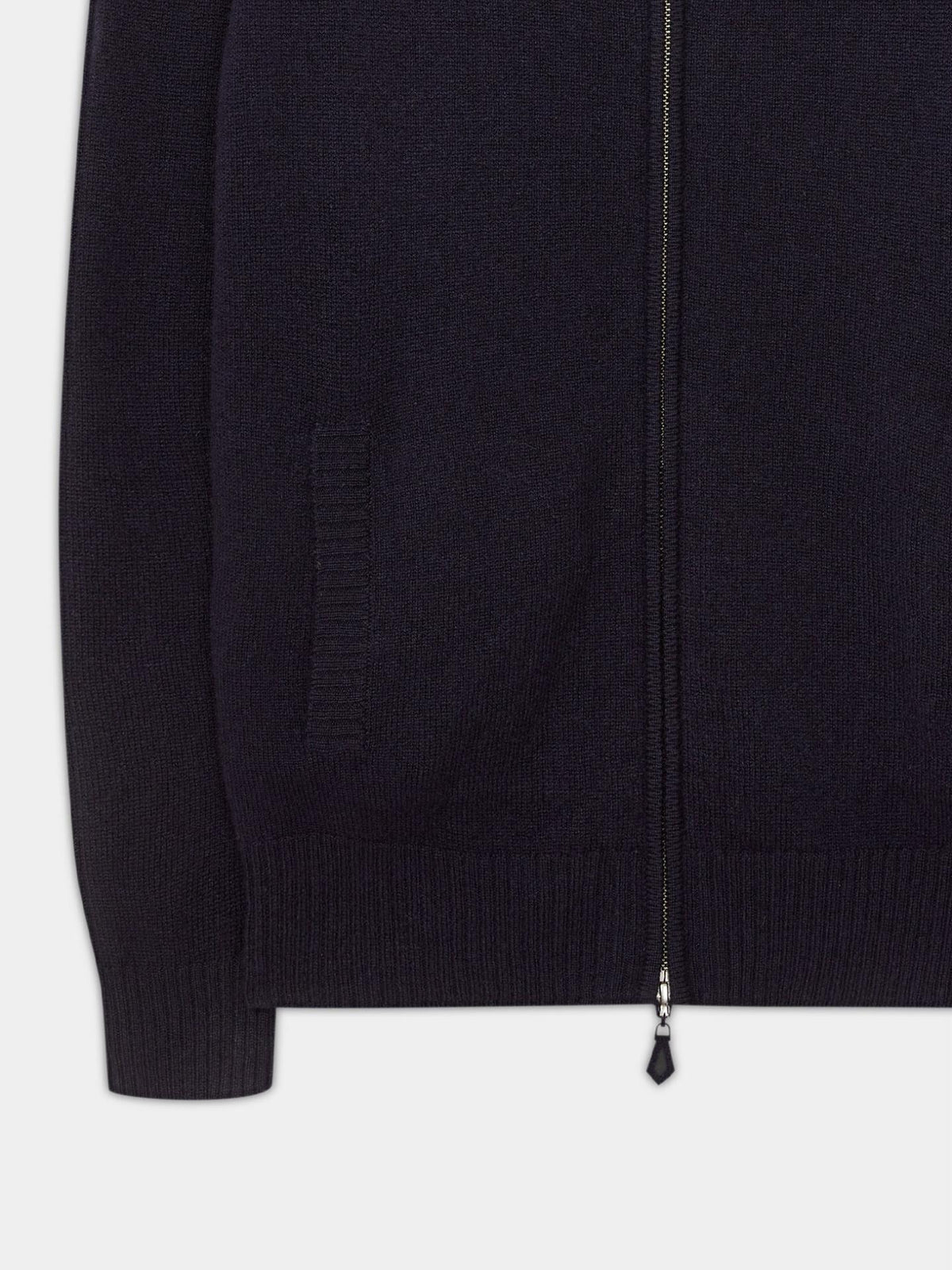 Marinblå Full Zip Lammullskofta - Alan Paine