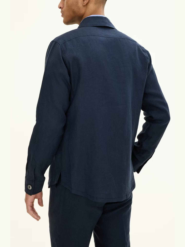 Marinblå Maverick Overshirt i Linne