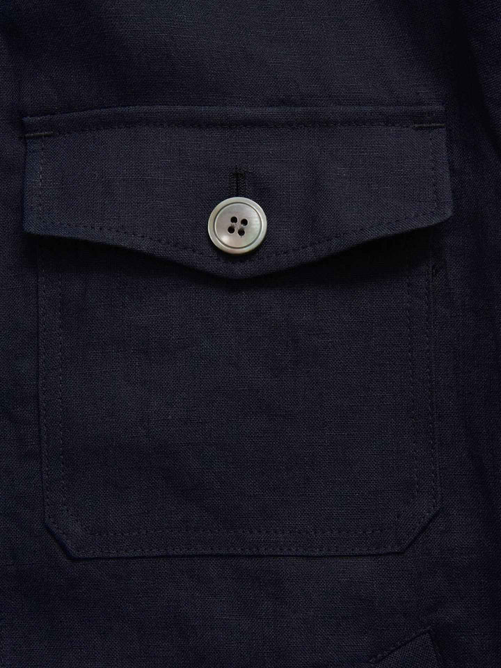 Marinblå Maverick Overshirt i Linne