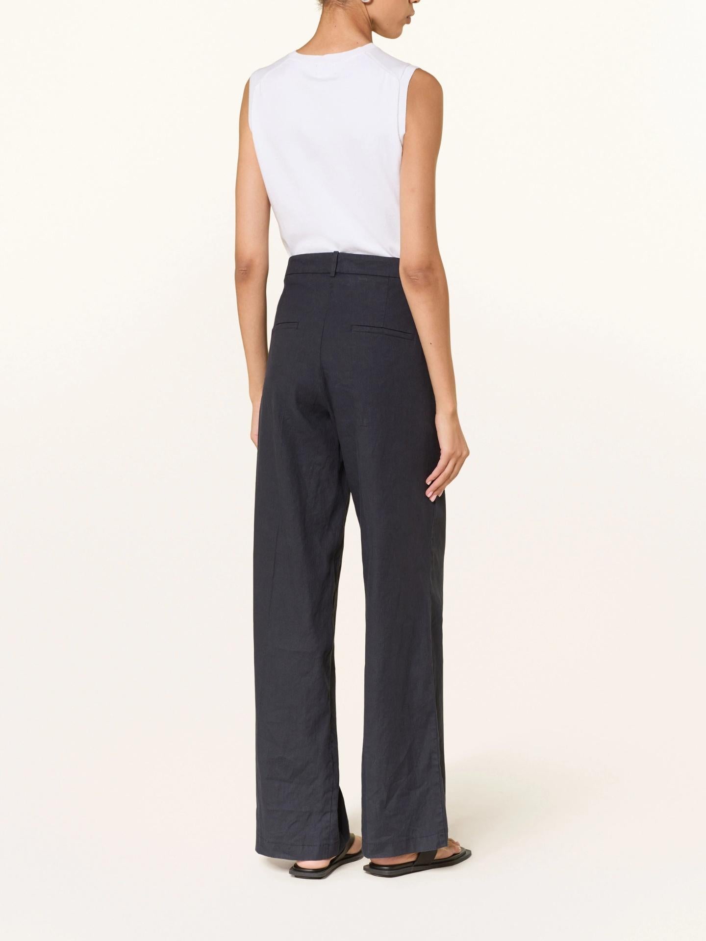 Marinblå Mira Rak Linnebyxa - Cambio