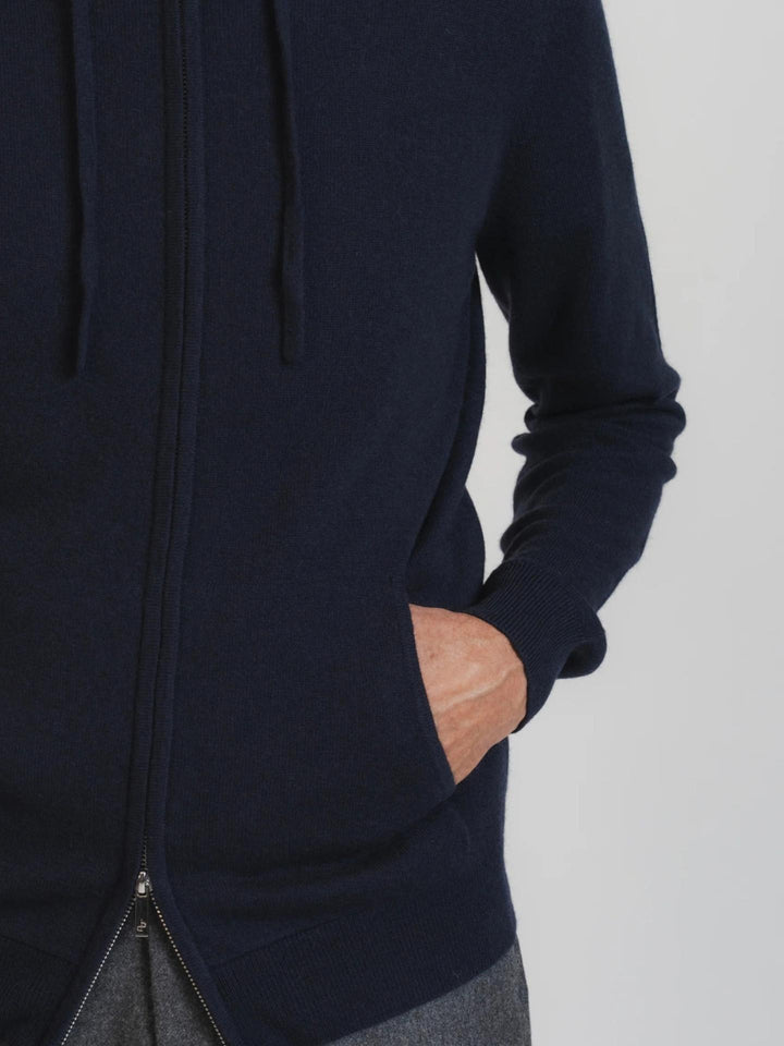 Marinblå Royal Kashmir Zip Hoodie - Brown Avenue