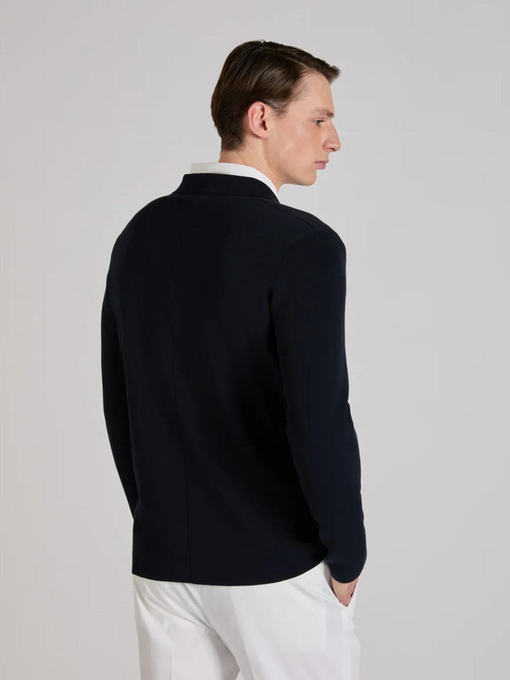 Marinblå Stickad Cotton Crêpe Kavaj - Zanone
