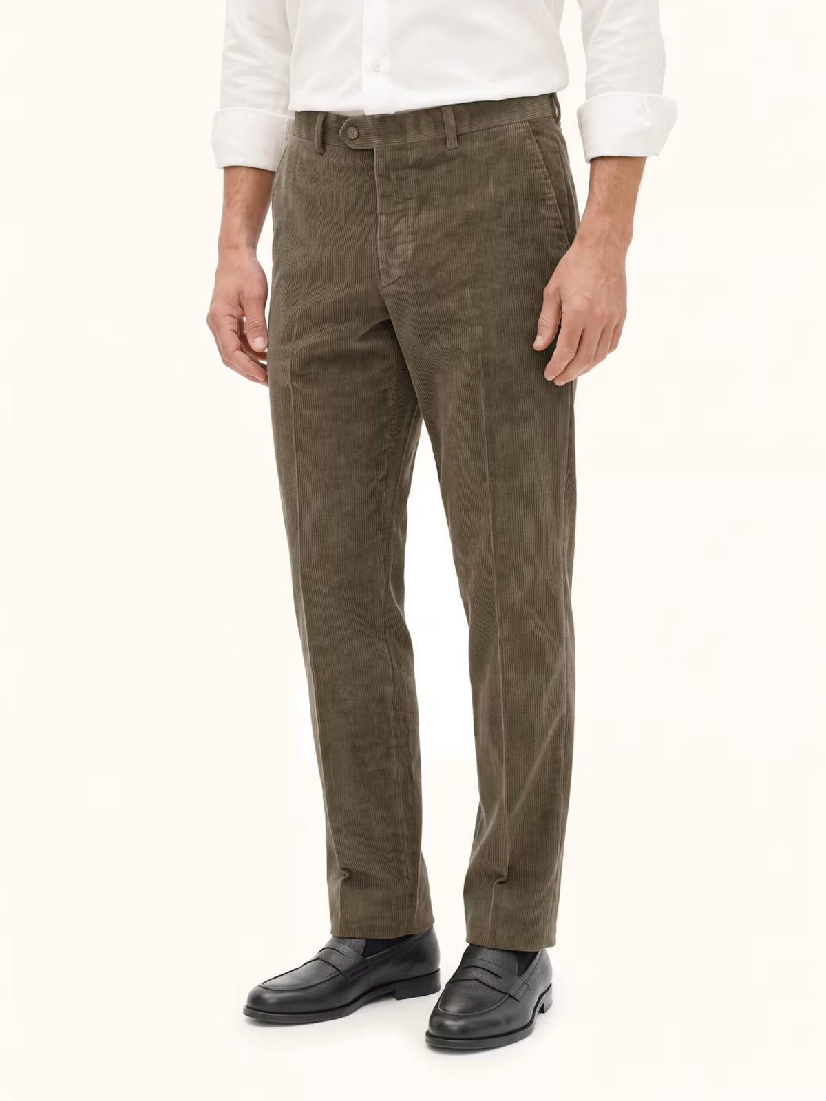 Oscar Jacobson - Mörkbeige Regular Dandy Manchesterbyxor