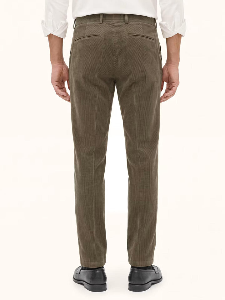 Oscar Jacobson - Mörkbeige Regular Dandy Manchesterbyxor