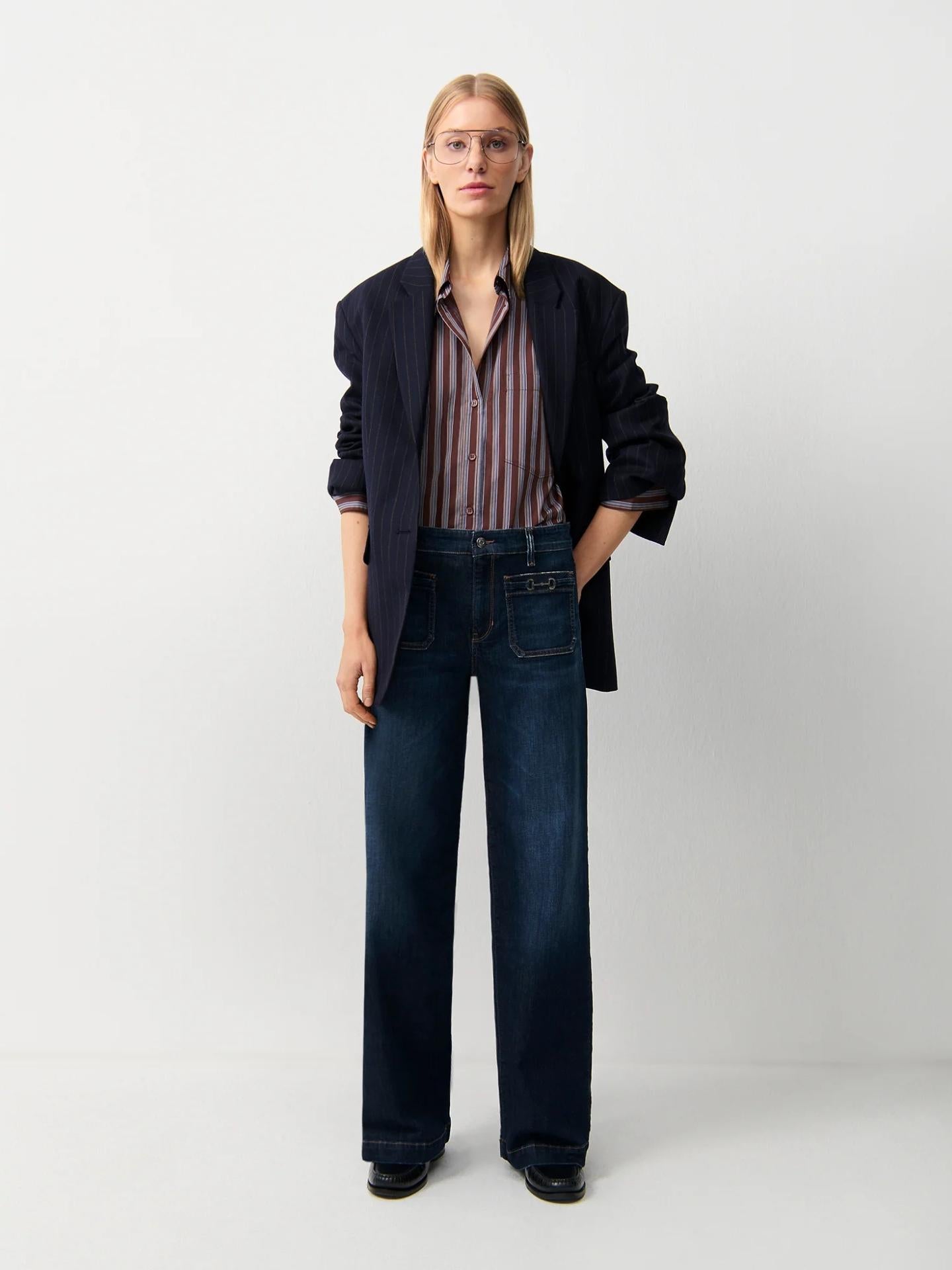 Cambio - Mörkblå Ada Patched Pocket Vida Jeans