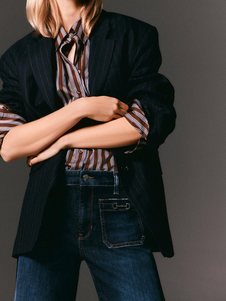 Cambio - Mörkblå Ada Patched Pocket Vida Jeans
