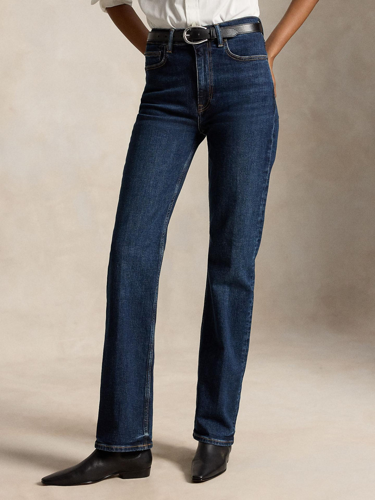 Polo Ralph Lauren – Mörkblå High-Rise Straight Jeans