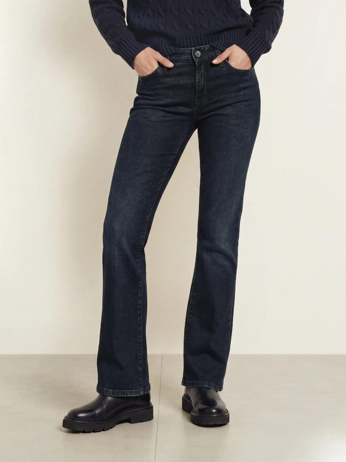 Mörkblå Paris Flare Bootcut Jeans - Cambio