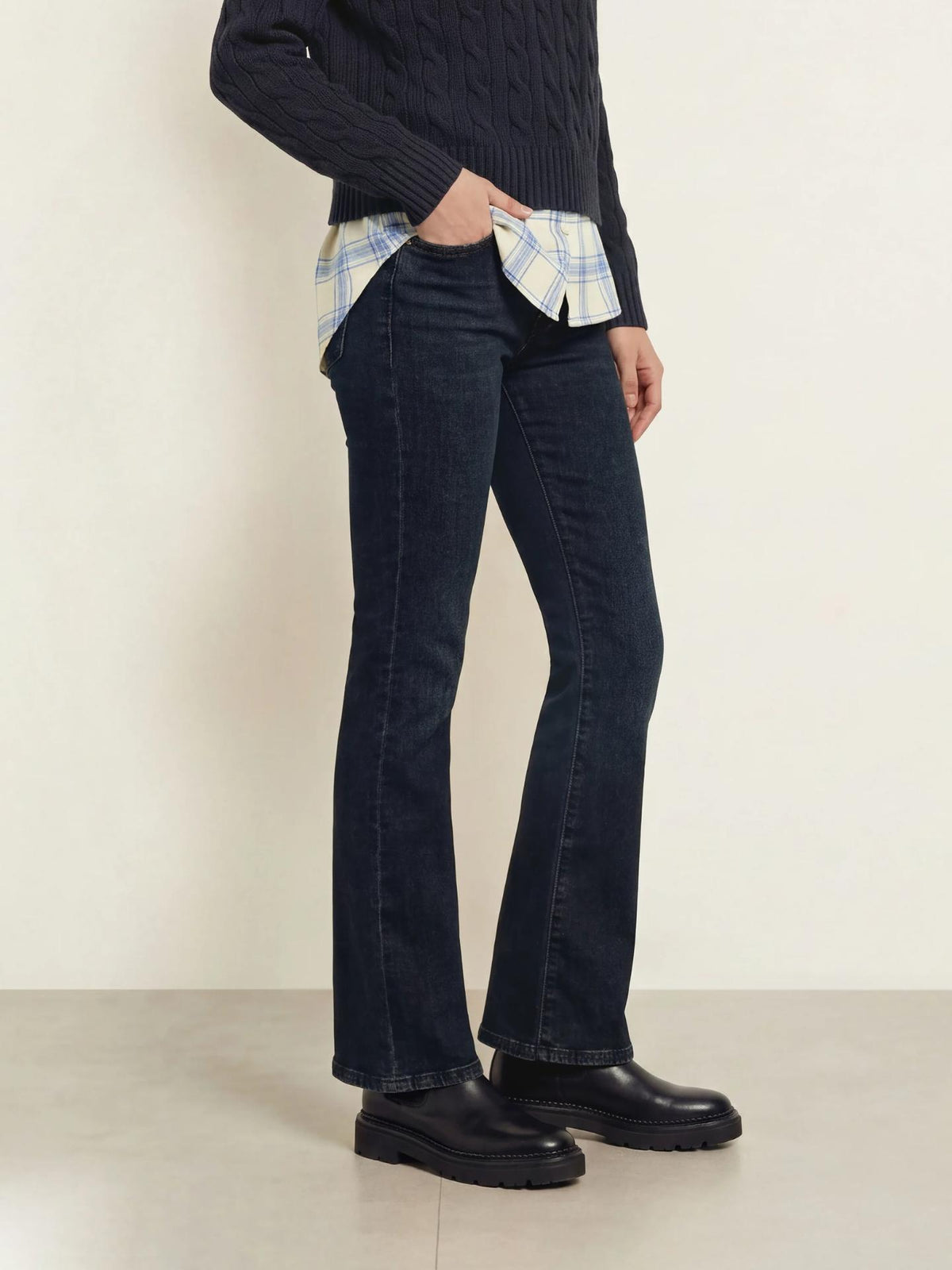 Mörkblå Paris Flare Bootcut Jeans - Cambio