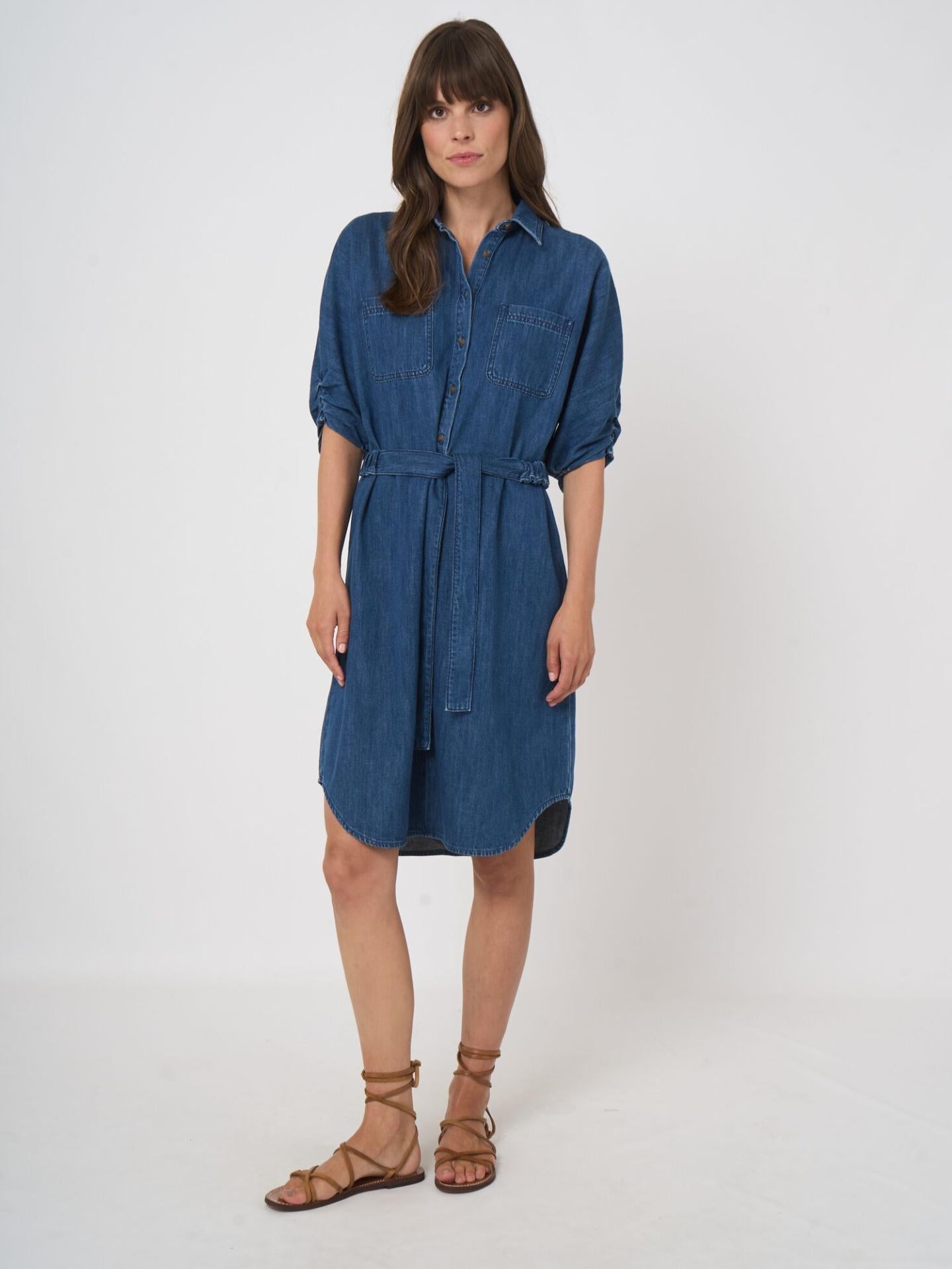 Mörkblå Pop-over Denimklänning - Repeat