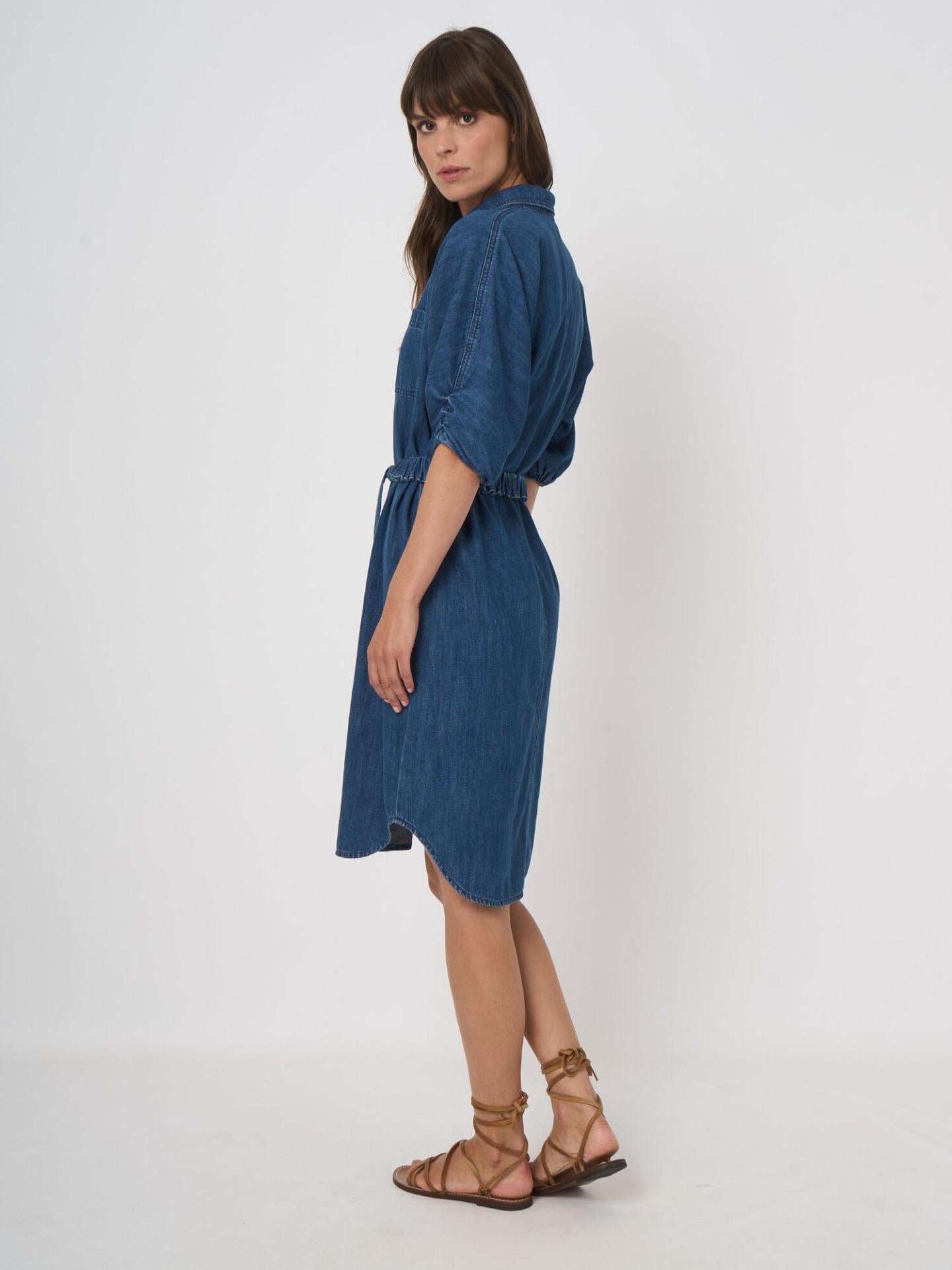 Mörkblå Pop-over Denimklänning - Repeat
