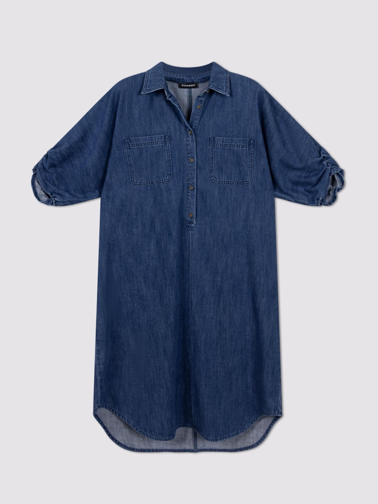 Mörkblå Pop-over Denimklänning - Repeat