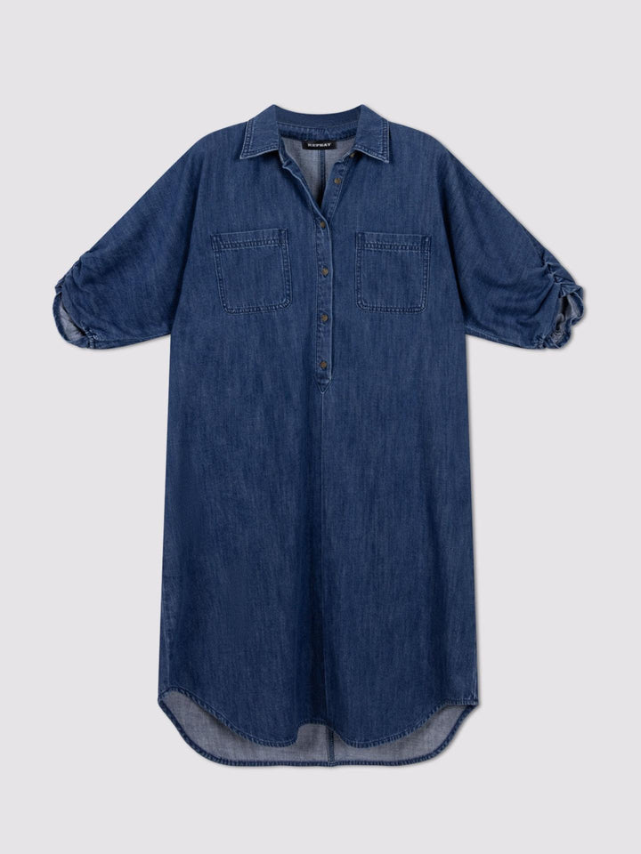 Mörkblå Pop-over Denimklänning - Repeat