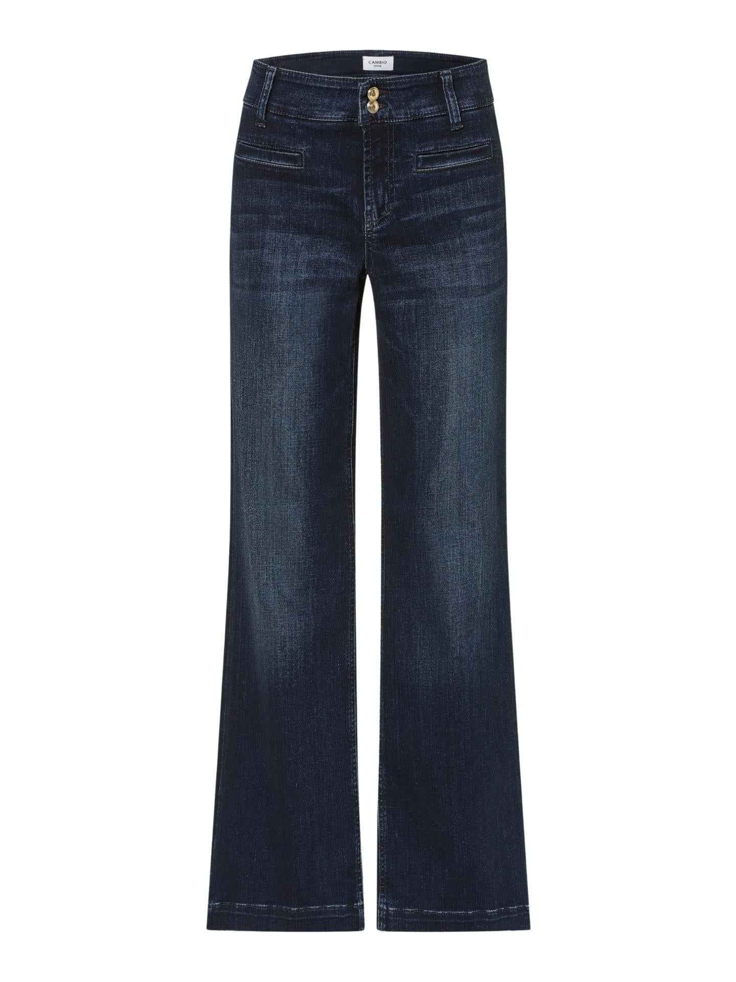 Mörkblå Tessa Cropped Flared Jeans