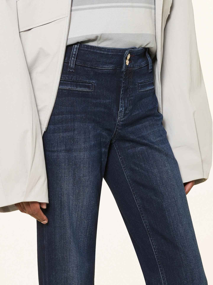 Mörkblå Tessa Cropped Flared Jeans