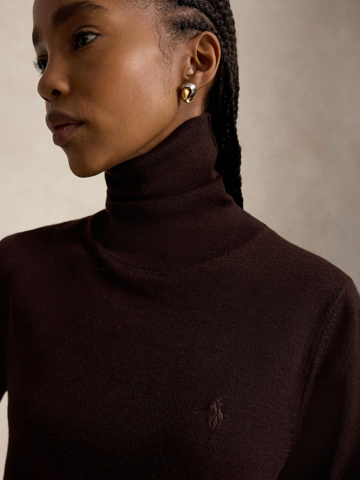 Mörkbrun Finstickad Polotröja i Merinoull - Polo Ralph Lauren
