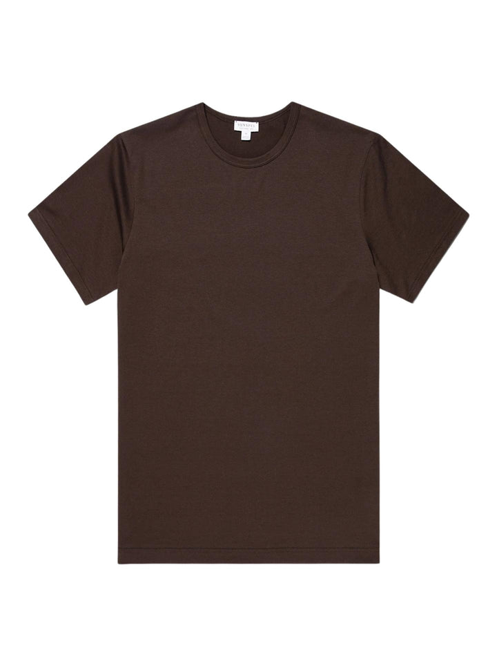 Mörkbrun Supima Bomull T-shirt - Sunspel