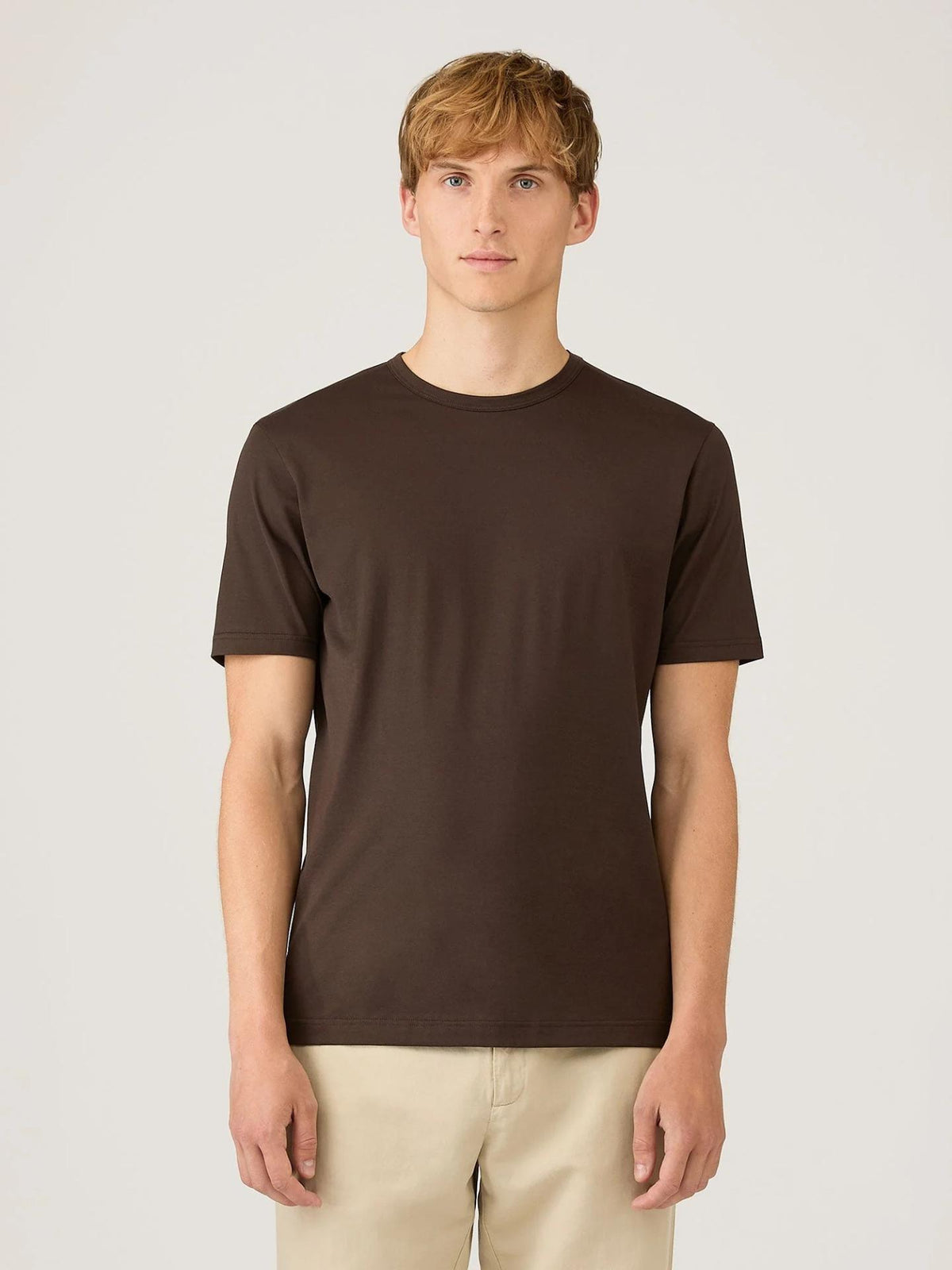 Mörkbrun Supima Bomull T-shirt - Sunspel