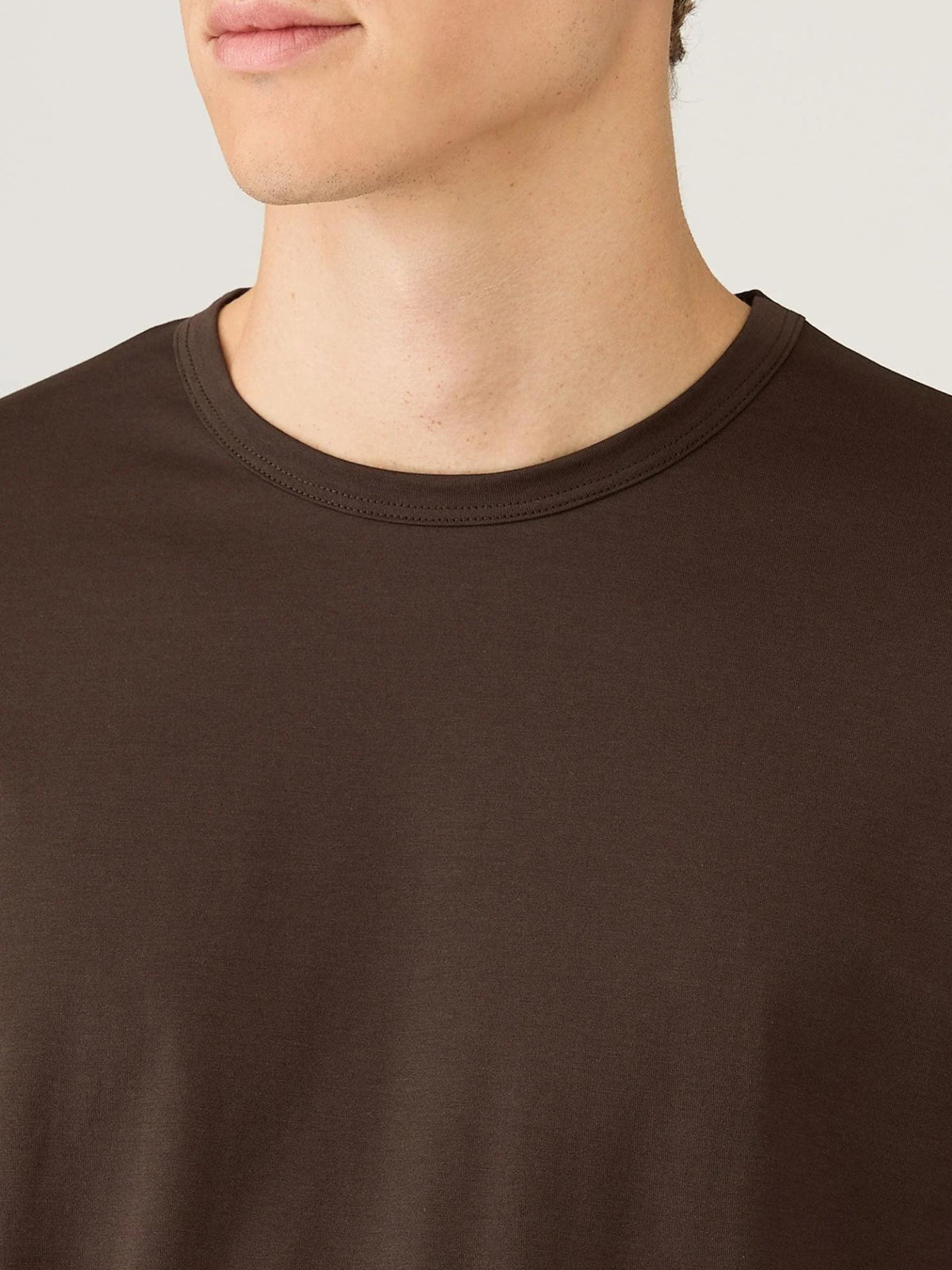 Mörkbrun Supima Bomull T-shirt - Sunspel