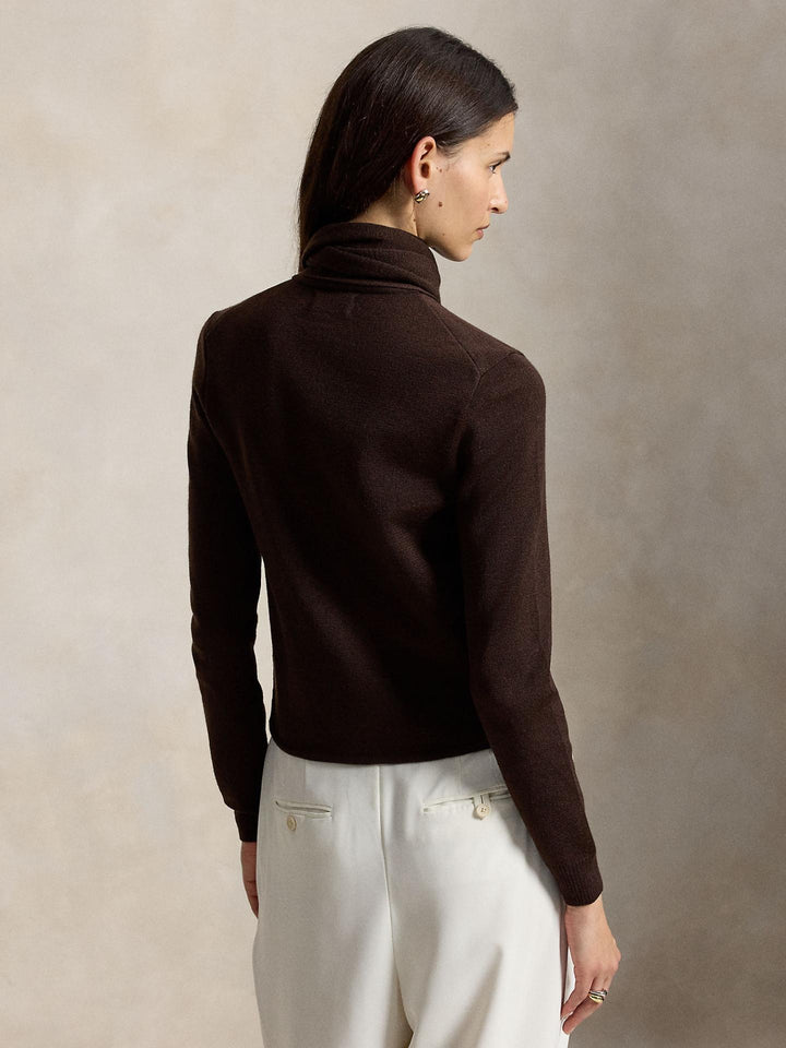 Mörkbrun Tie-Scarf Ull Cardigan - Polo Ralph Lauren