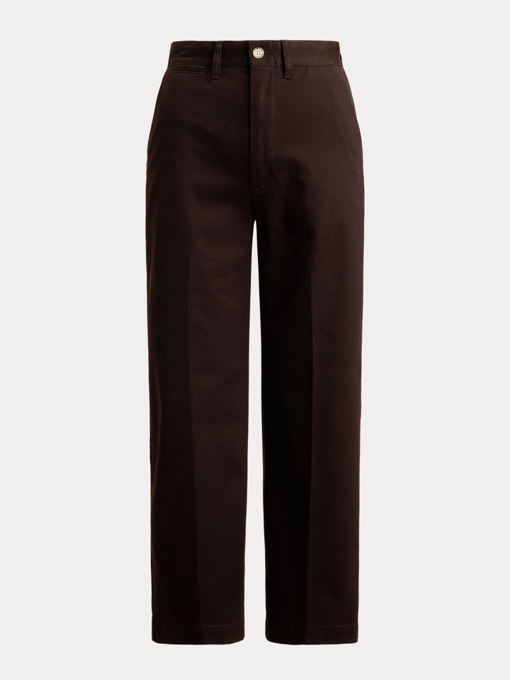 Mörkbruna Ankellånga Wide-Leg Chinos