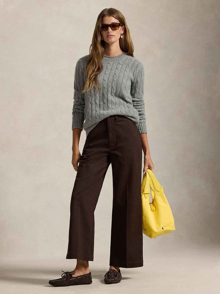 Mörkbruna Ankellånga Wide-Leg Chinos