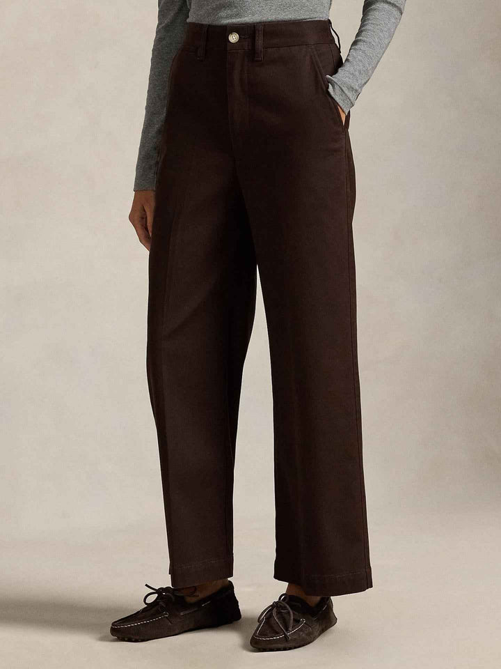 Mörkbruna Ankellånga Wide-Leg Chinos