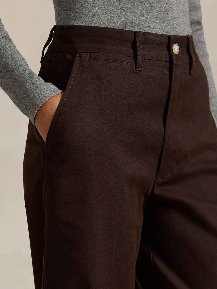 Mörkbruna Ankellånga Wide-Leg Chinos