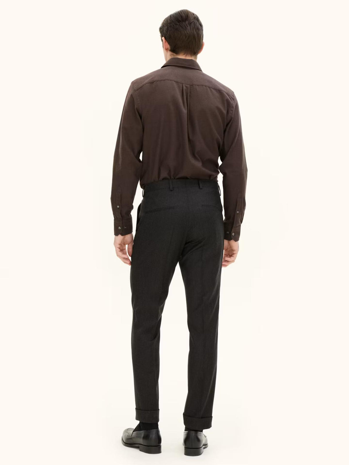 Mörkbruna Regular Dandy Flanellbyxor - Oscar Jacobson