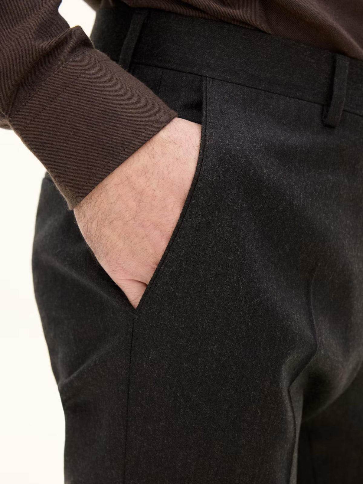 Mörkbruna Regular Dandy Flanellbyxor - Oscar Jacobson