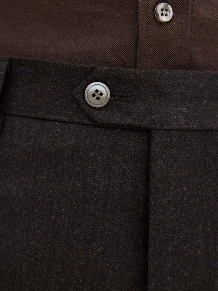 Mörkbruna Regular Dandy Flanellbyxor - Oscar Jacobson