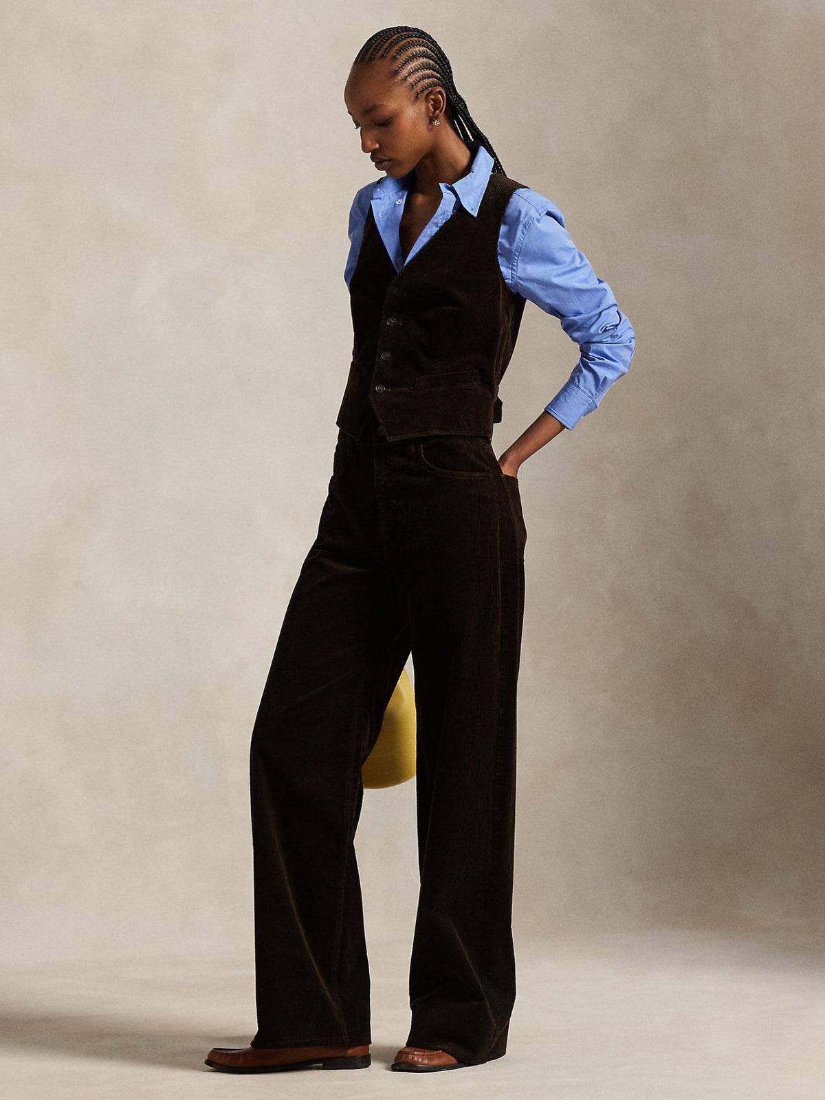 Mörkbruna Wide-leg Manchesterbyxor - Polo Ralph Lauren